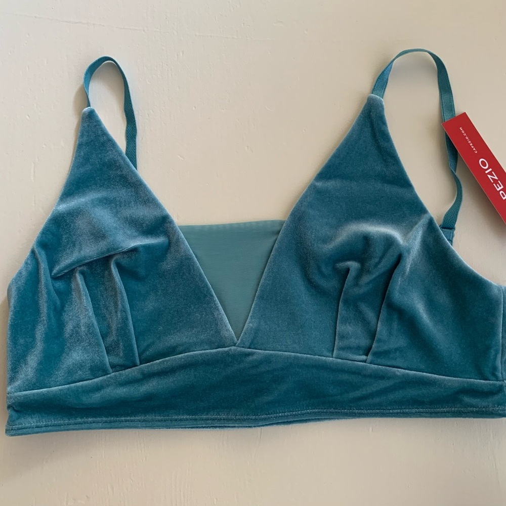 Capezio Velvet Crop Top in Light Blue